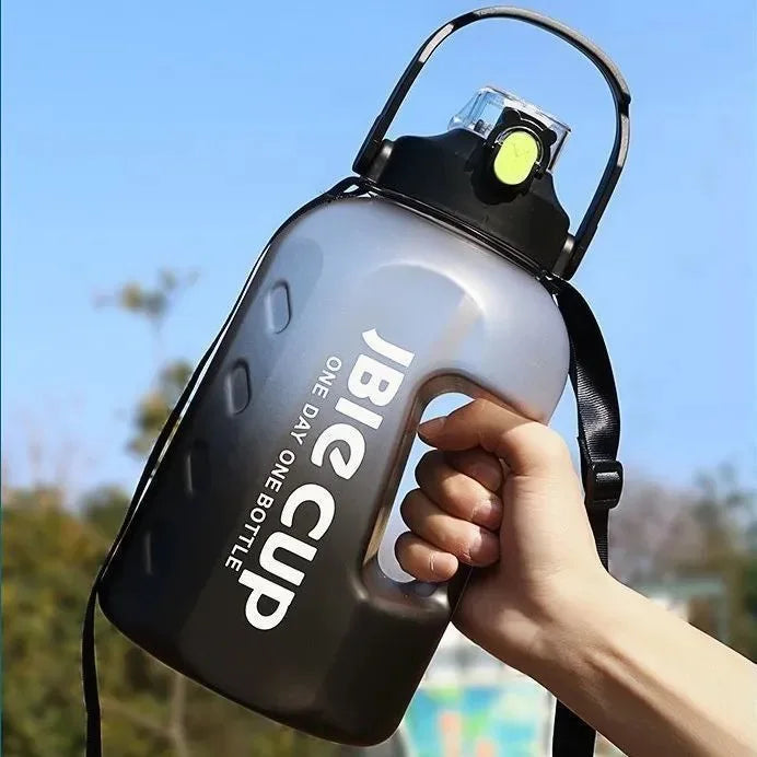Botella de agua deportiva de 3 litros con asa, gran capacidad, Fitness con hervidor degradado de escala, botella de agua portátil de plástico para exteriores
