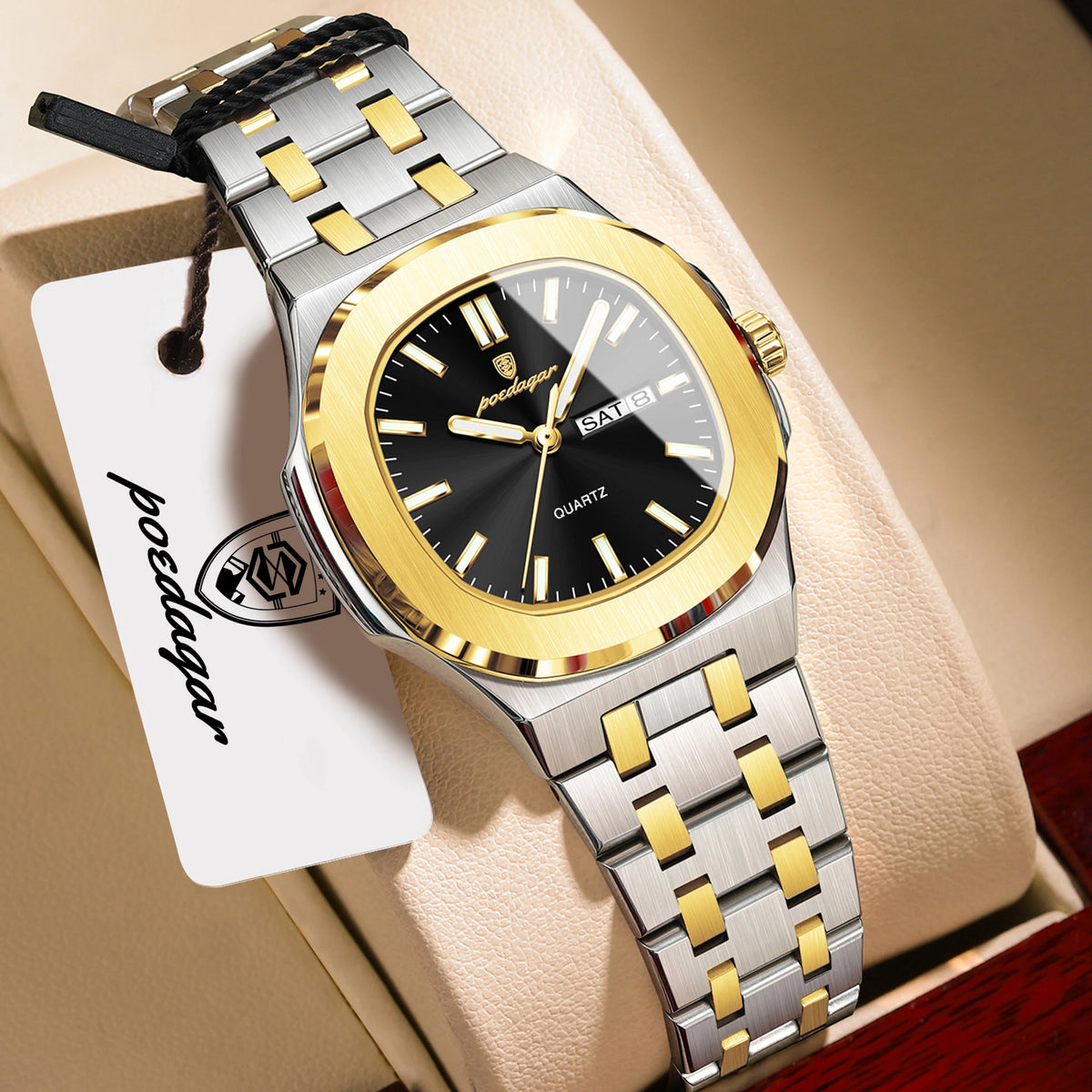 Reloj de pulsera de moda POEDAGAR para mujer, luminoso, resistente al agua, con fecha y día, de cuarzo, elegante, de acero inoxidable, reloj para mujer, regalo