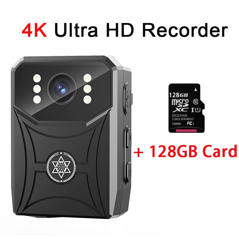 Mini cámara 4K HD con conexión WIFI, visión nocturna infrarroja, cámara corporal de policía, cámara portátil impermeable, grabadora de vídeo Digital pequeña