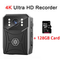 Mini cámara 4K HD con conexión WIFI, visión nocturna infrarroja, cámara corporal de policía, cámara portátil impermeable, grabadora de vídeo Digital pequeña