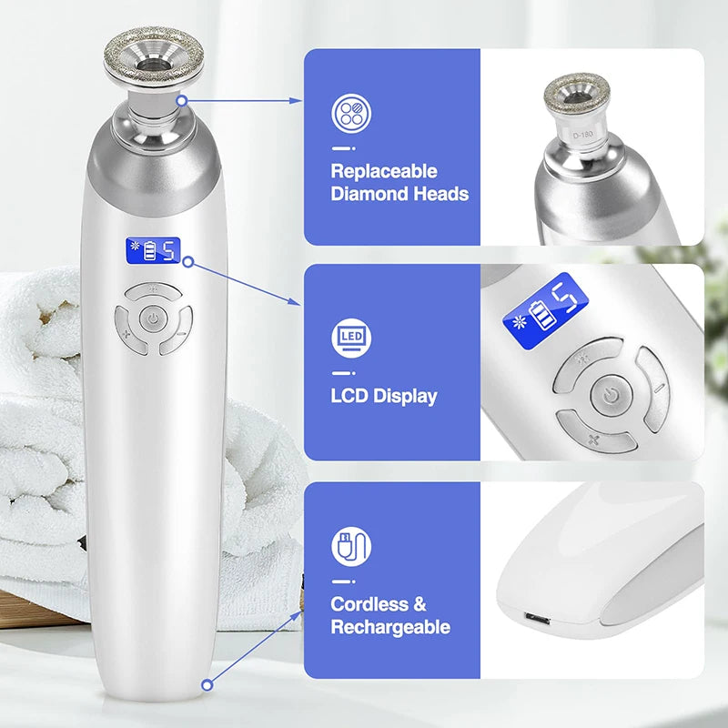 Máquina de microdermoabrasión de diamante inalámbrica 2025, eliminador de espinillas, limpiador de poros al vacío, herramienta de cuidado de la piel Facial, dispositivo de belleza Facial