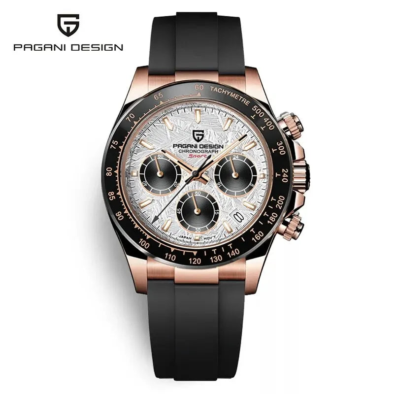 PAGANI DESIGN 2026 Nuevo Reloj de Cuarzo para Hombre de Lujo en Oro Rosa, Reloj de Pulsera Deportivo con Cronógrafo e Impermeable 100M para Hombre