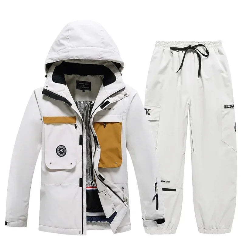 Conjuntos de Trajes de Nieve para Hombre y Mujer, Ropa de Snowboard, Ropa de Invierno para Exteriores, Sudadera con Capucha, Traje Impermeable, Chaqueta de Esquí + Pantalones