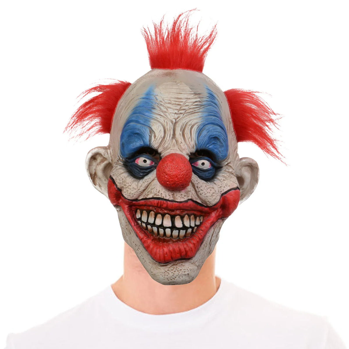 Máscara de Halloween, cubierta facial de payaso, accesorio de disfraz de payaso malvado de látex de terror para adultos, decoración espeluznante de Halloween