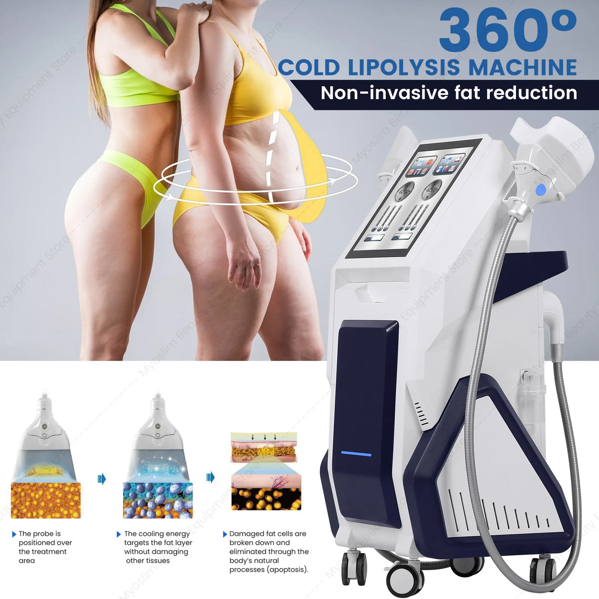 Nueva Máquina Adelgazante Corporal 360 RF, Cavitación, Criolipólisis, Dispositivo para Esculpir el Cuerpo, Tensado de la Piel, Pérdida de Peso, Eliminación Rápida de Celulitis