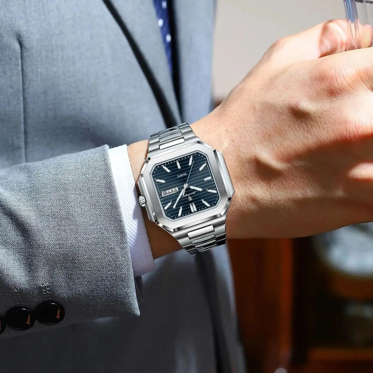 Reloj de cuarzo para hombre POEDAGAR, de negocios, impermeable, luminoso, con fecha y día, clásico, de acero inoxidable