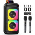 Altavoz Bluetooth Grande T37, Máquina de Karaoke con Dos Micrófonos, USB, Tarjeta TF, Grabación, TWS, Altavoz de Karaoke con Reverberación
