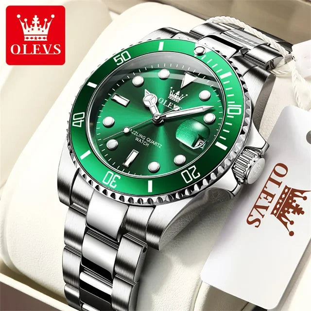 Reloj de cuarzo original OLEVS para hombre, reloj deportivo de acero inoxidable, resistente al agua, de moda, de lujo, de marca superior, reloj de pulsera para hombre 5885
