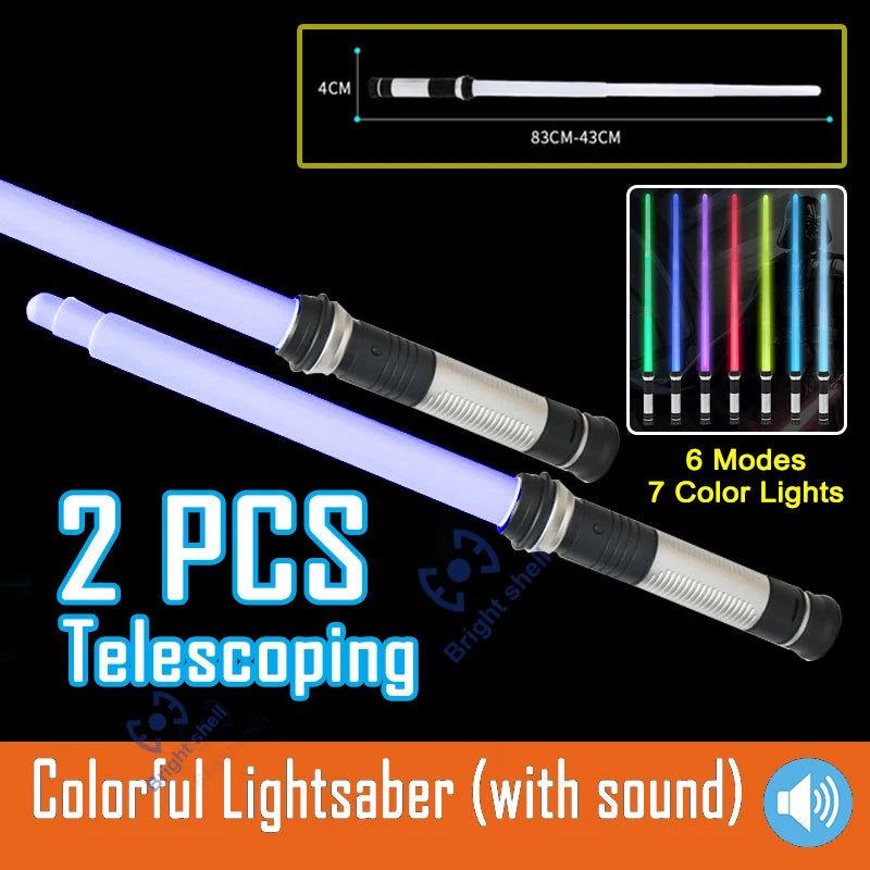 Sable de luz de 80 cm, juguete de espada láser RGB, sable de luz con 7 colores intercambiables, juguete telescópico Force FX FOC con efectos de sonido, espada Jedi para niños, regalo para niños