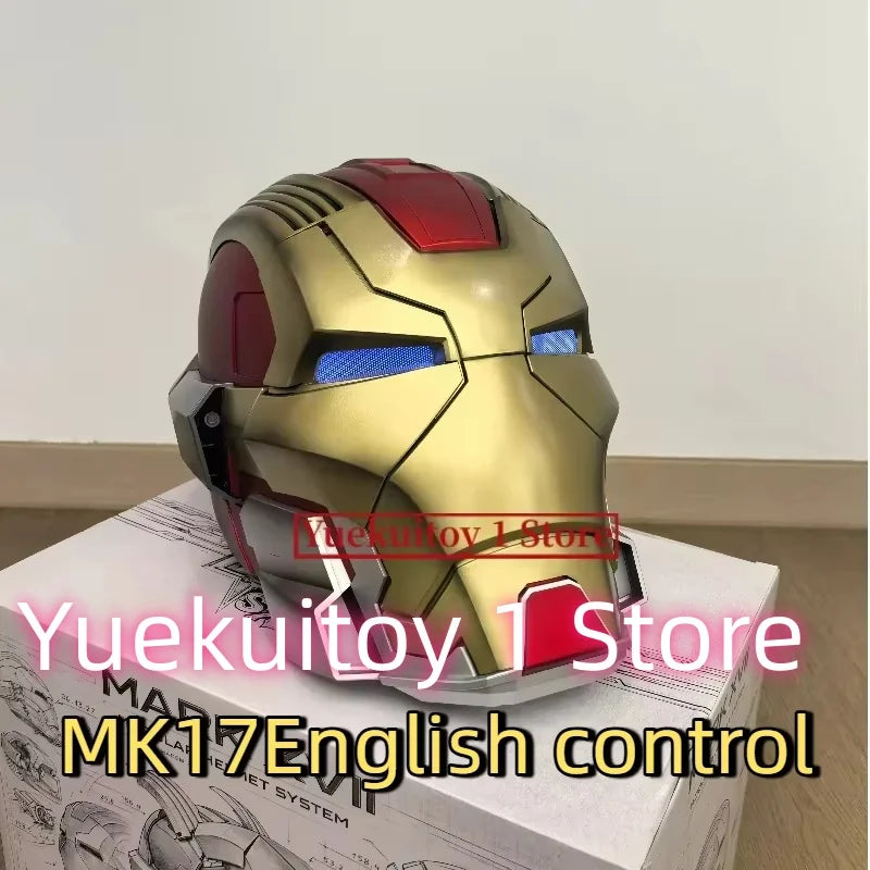 Casco de Iron Man Mk17 Mk5 con Control de Voz en Inglés, Figura Coleccionable con Movimiento de Apertura y Cierre, Color Rosa, para Cumpleaños
