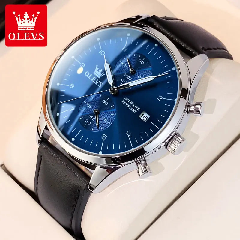 Reloj OLEVS 2880 para hombre, reloj de cuarzo multifuncional clásico y original, resistente al agua, con fecha luminosa, en caja de regalo