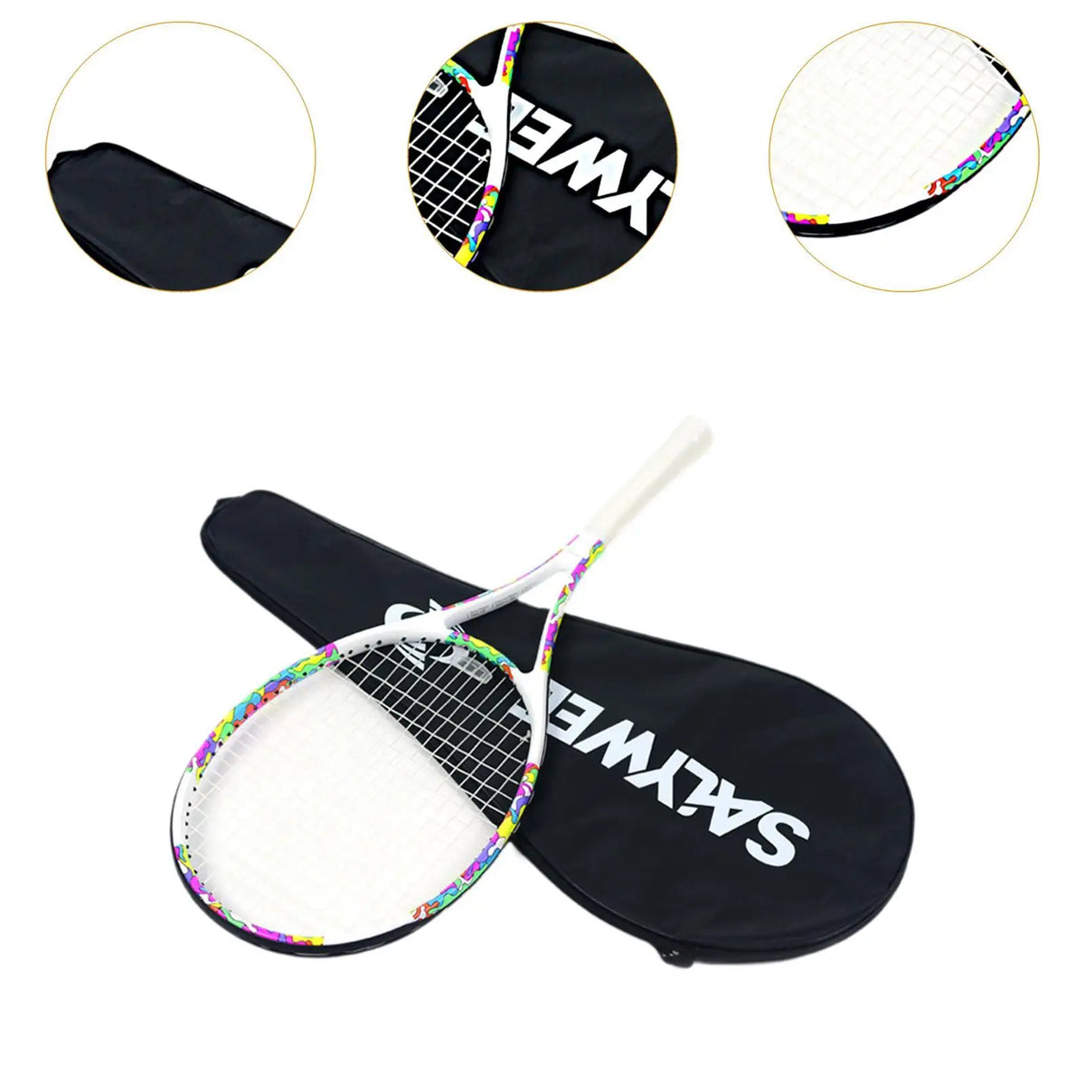 Raqueta de tenis de fibra de carbono con mango antideslizante, kit de práctica portátil para verano, gimnasio, cancha, deportes al aire libre