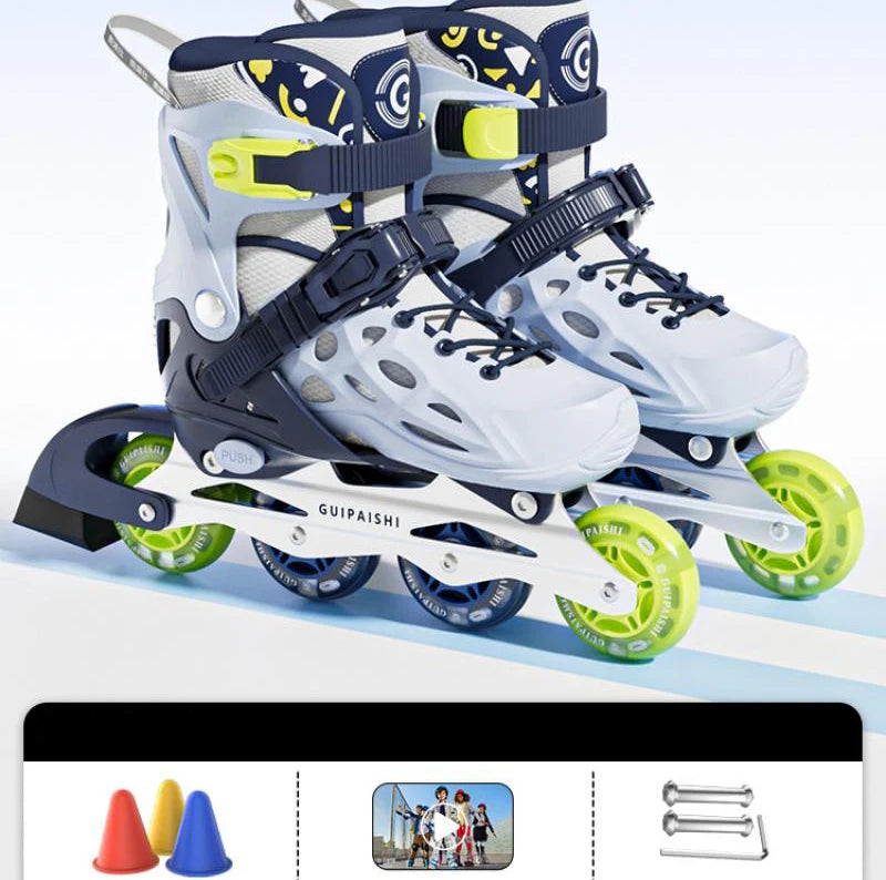 Zapatos de patín en línea intermitentes para niños, juego de patines de 4 ruedas con casco, codo, rodilleras para mujeres y hombres, zapatillas de patinaje al aire libre