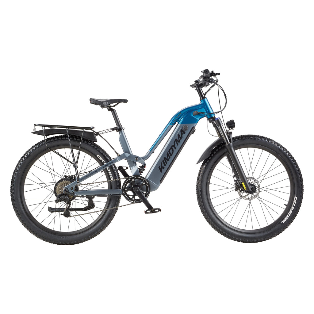 Bicicleta eléctrica KIMDYMA K02, motor de 250W, velocidad máxima de 25 km/h, batería de litio de 48V 20Ah, autonomía de 150 km, frenos de disco hidráulicos, sistema de transmisión de 9 velocidades, ruedas de 27.5 pulgadas, bicicleta de montaña eléctrica