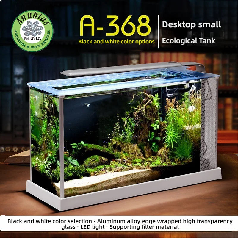 Anobi household full set of landscaping smart small desktop ecological tank aquarium ultra-white glass fish tank A368