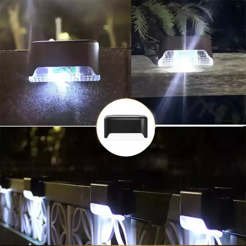 Luz solar LED de un blanco cálido para escalones, lámpara de camino, escalera, luces de jardín para exteriores, impermeable, decoración de luz de balcón para escaleras de patio, cerca