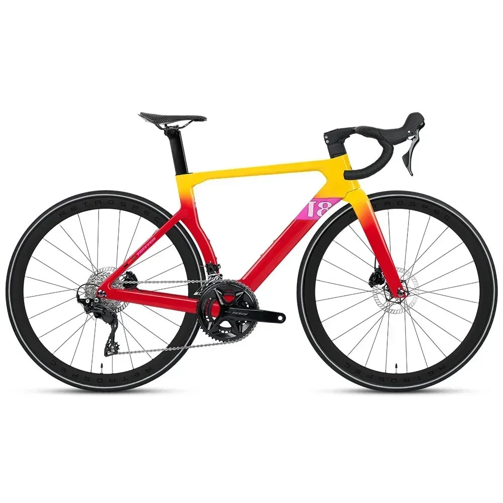 Bicicleta de carretera TWITTER T8pro 105 Kit R7120-24 velocidades, cableado interno, frenos de disco hidráulicos R7070, bicicleta aerodinámica de fibra de carbono T800