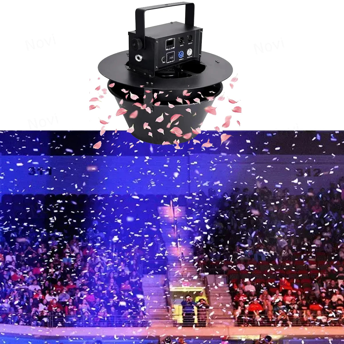 HJCecilia-lanzador de confeti eléctrico, soplador de pétalos giratorio portátil para colgar, máquina de papel de Color automática flotante para escenario