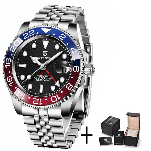 Nuevo reloj mecánico automático para hombre Pagani Design V2 de 40 mm, reloj GMT de acero inoxidable con cristal de zafiro, reloj deportivo de marca superior para hombre
