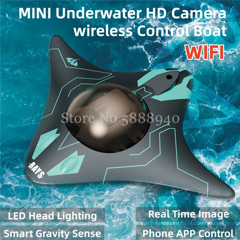 MINI Underwater Camera Wireless Control Boat 6 Channels Real Time Image HD Video Gravity Sense Seal Waterproof WIFI RC Boat Toys
