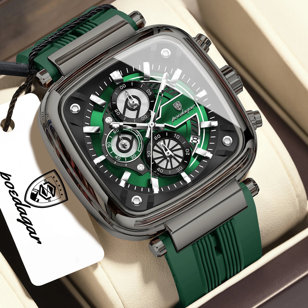 POEDAGAR Sports Watches For Men Fashion Waterproof Luminous Date Man Wristwatch Chronograph Quartz Silicone Men Watch Male Reloj