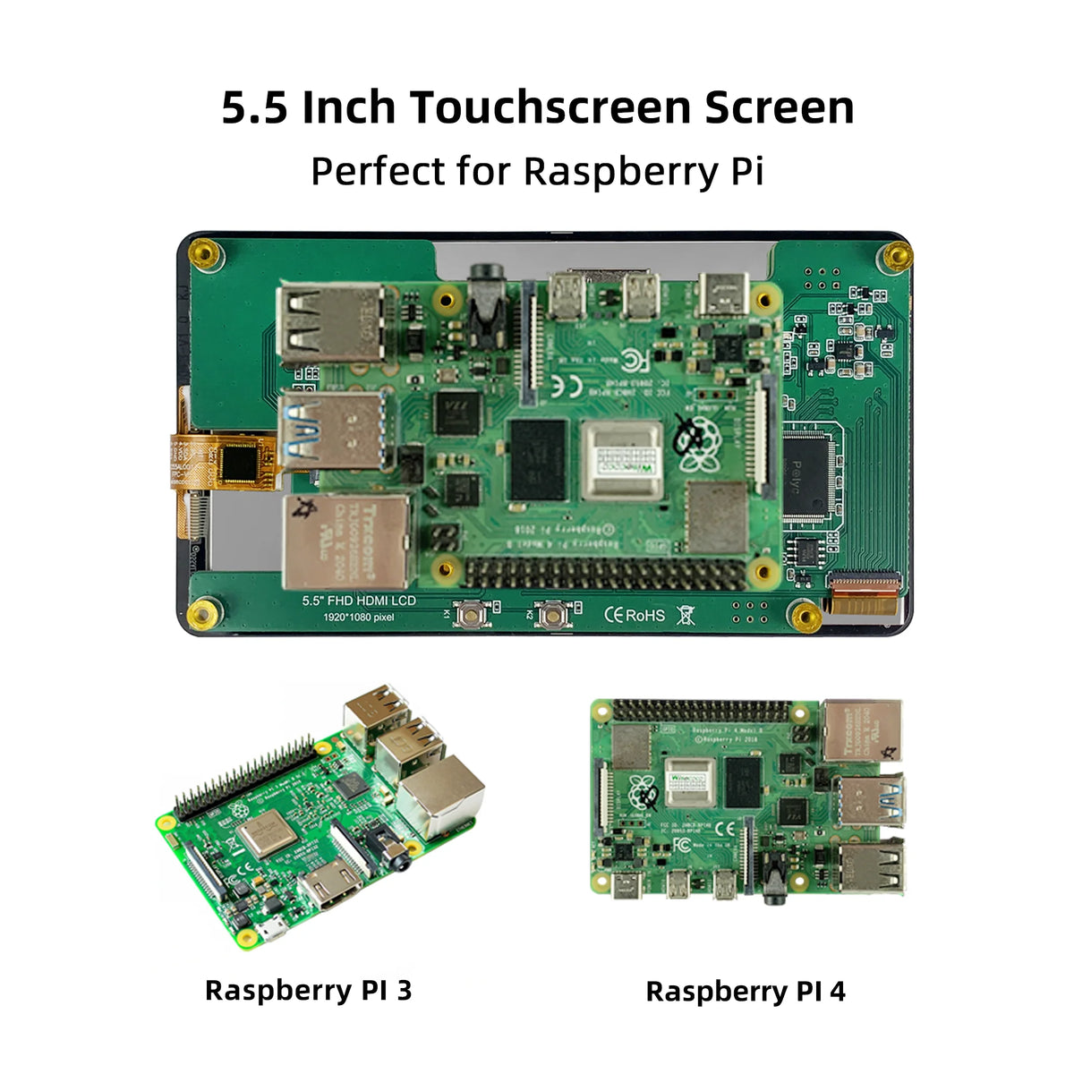 Pantalla Táctil de 5.5 Pulgadas para Raspberry Pi, 1920x1080 IPS LCD HD-MI, Monitor con Pantalla Táctil Capacitiva para PC, Pantalla Secundaria AIDA64
