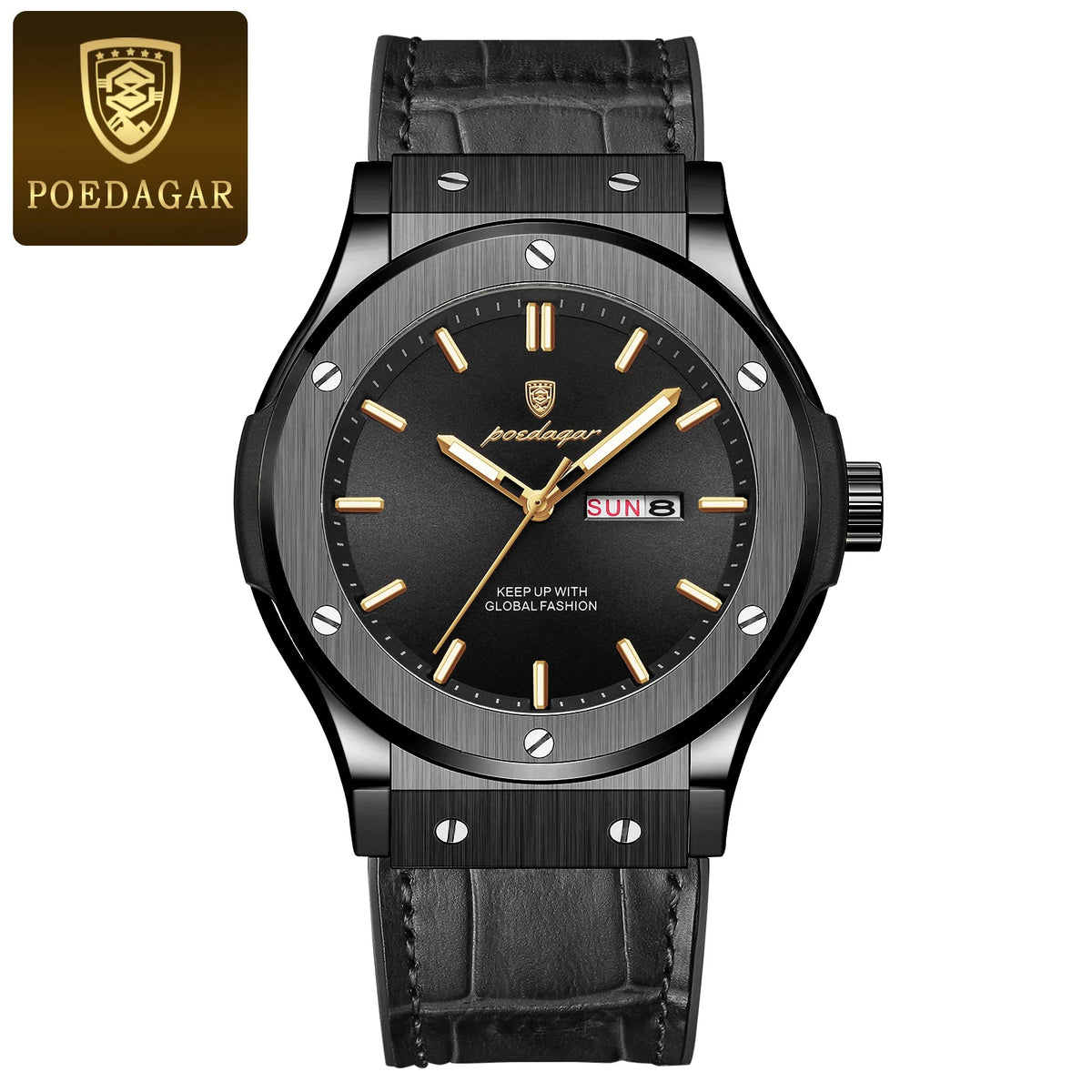 Reloj de lujo para hombre POEDAGAR, resistente al agua, con fecha y día, luminoso, correa de silicona, reloj de cuarzo a la moda para hombre
