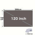 Pantalla de proyector plegable con tejido gris oscuro, 120 pulgadas, con velcros