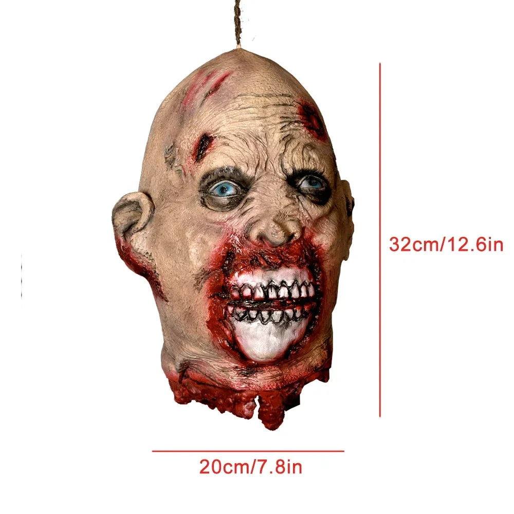 Decoración de Halloween casa embrujada Horror pelo largo cabeza simulada Ghos colgante accesorios de Halloween habitación Escape colgante con cuentas