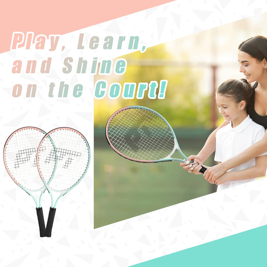 AMASPORT&PickleTech Raqueta de Tenis para Niños de 17 Pulgadas, Raqueta de Tenis de Aluminio con Bolsa para Niños Pequeños, Raquetas para Jugar al Aire Libre/Interior