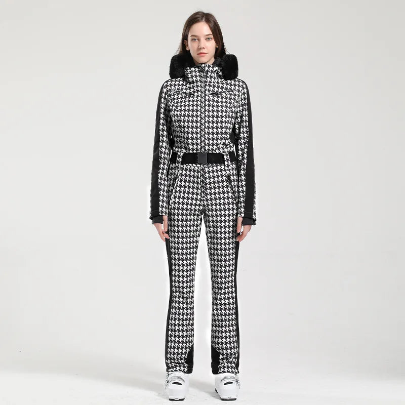 Traje de esquí de una pieza para mujer, chaqueta cálida para Snowboard al aire libre, conjunto de esquí, monos impermeables a prueba de viento, ropa de invierno, novedad de 2025
