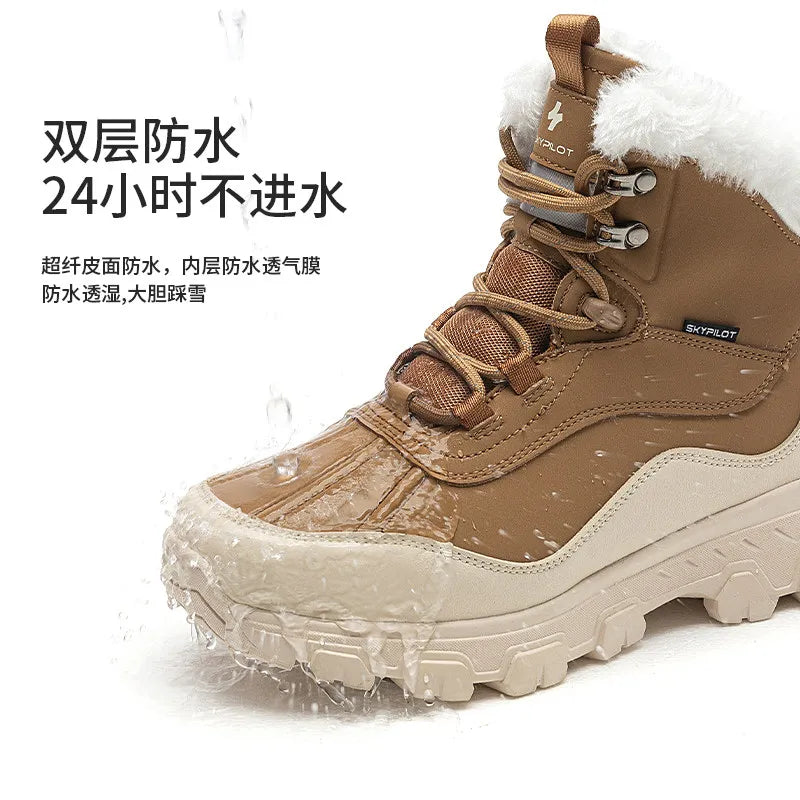 Botas de nieve Skypilot para hombre, botas de senderismo de invierno, botas de esquí cálidas de lana, botas impermeables para mujer, zapatillas de trekking.