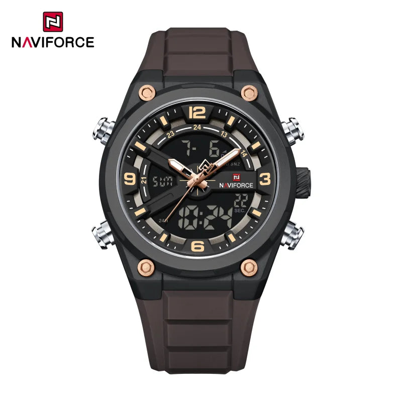 Reloj deportivo NAVIFORCE NF9265, nuevo modelo, resistente al agua y a los golpes, con calendario luminoso y correa de silicona para hombre