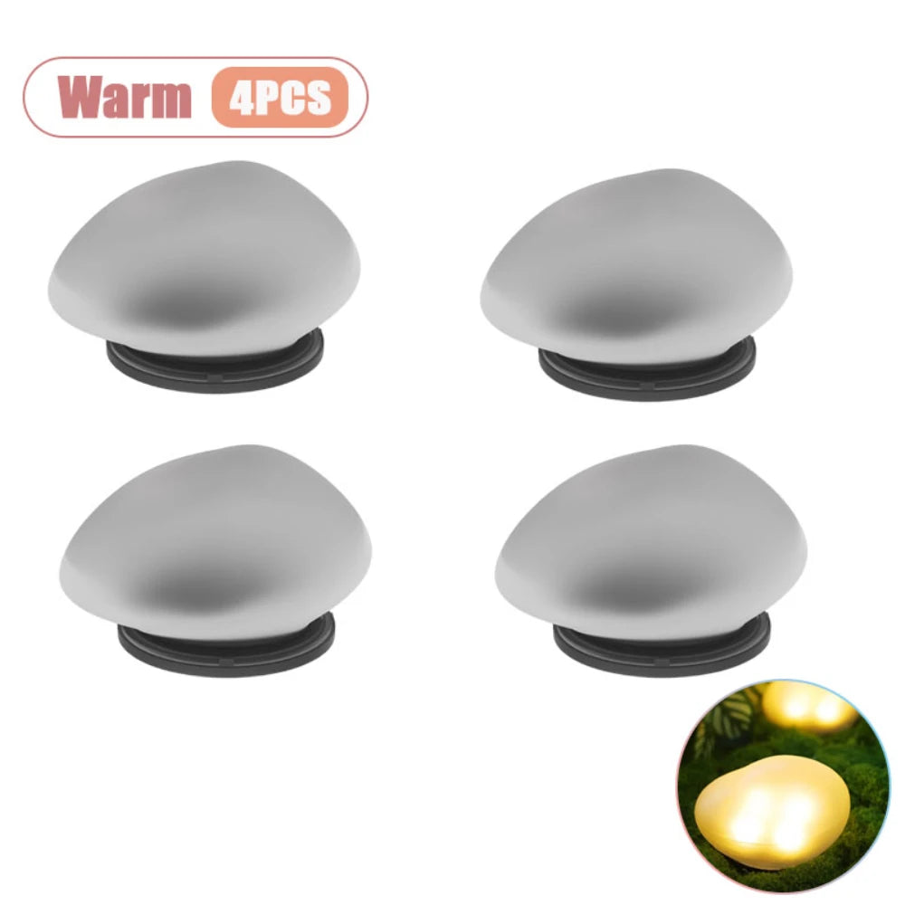 Lámpara LED solar para jardín, piedra artificial tipo canto rodado, luz para césped, montaje semiempotrado para caminos, decoración de patio, iluminación de jardines