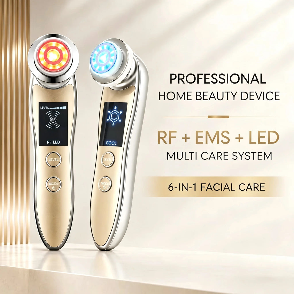 Dispositivo de Belleza Facial Multifuncional, Radiofrecuencia, EMS, Microcorriente, Luz LED, Masajeador Facial y de Cuello, Reafirmante, Hidratante, Herramienta para el Cuidado de la Piel