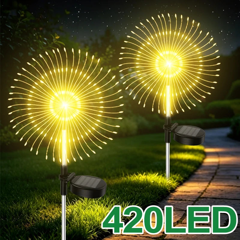 Solar LED Fairy Lights DIY Outdoor Garden Decorative Firework Lights for Patio Pathway Street Lawn Lamp