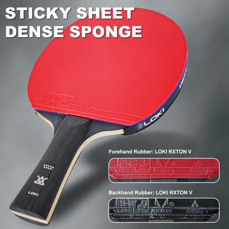 Raqueta de Tenis de Mesa LOKI 9 Estrellas, Raqueta de Ping Pong Aprobada por la ITTF, Paleta Ligera de Carbono con Goma Adhesiva RXTON 5