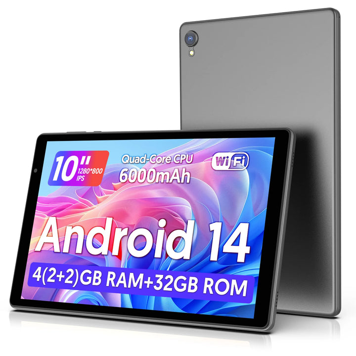 Último tableta Android 14, tableta de 10 pulgadas, procesador de cuatro núcleos, WiFi 5G, 4 GB de ROM + 32 GB de RAM, resolución de 1280*800, batería de 6000 mAh