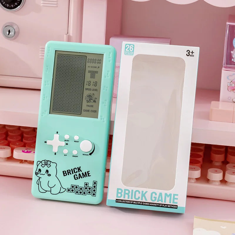 Consola de juegos electrónica portátil con pantalla de 4 pulgadas, reproductor de juegos Tetris retro en blanco y negro, dispositivo de juegos casual nostálgico