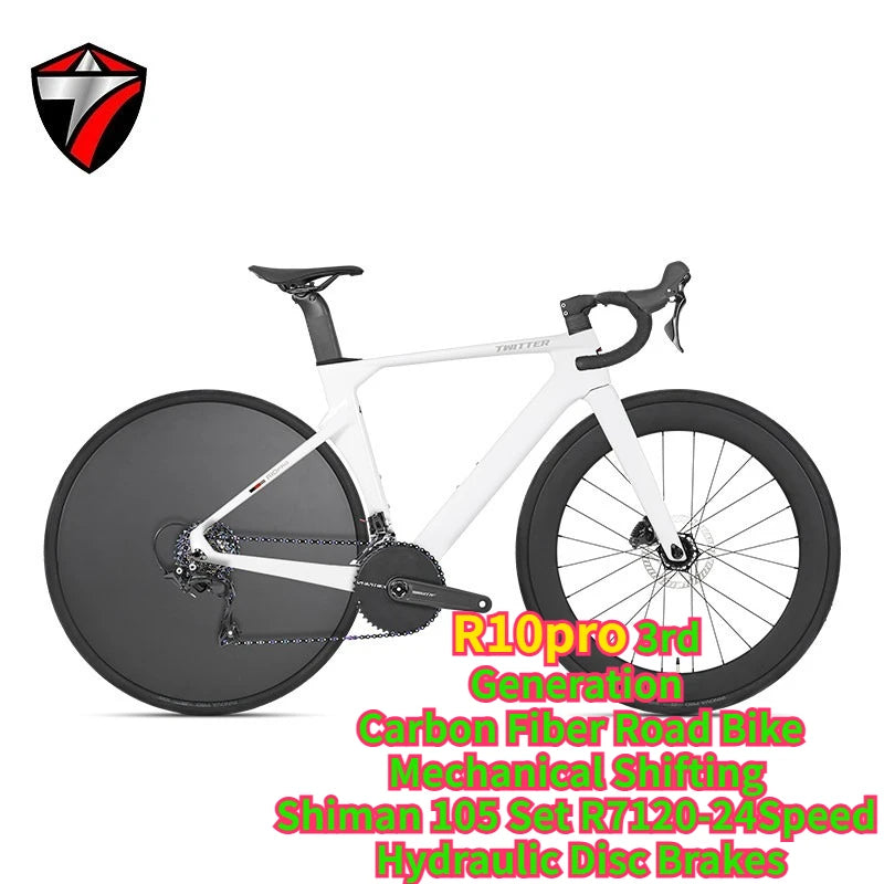 Bicicleta de carretera de carbono TWITTER R10pro, transmisión electrónica EVO TX-24S, transmisión mecánica 105R7120-24S.