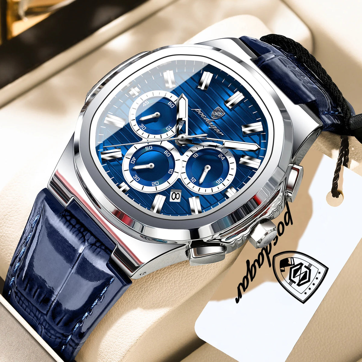 POEDAGAR Sports Top Men Watch Waterproof Luminous Date Chronograph Man Wristwatch Leather Casual Quartz Men’s Watches Male Reloj
