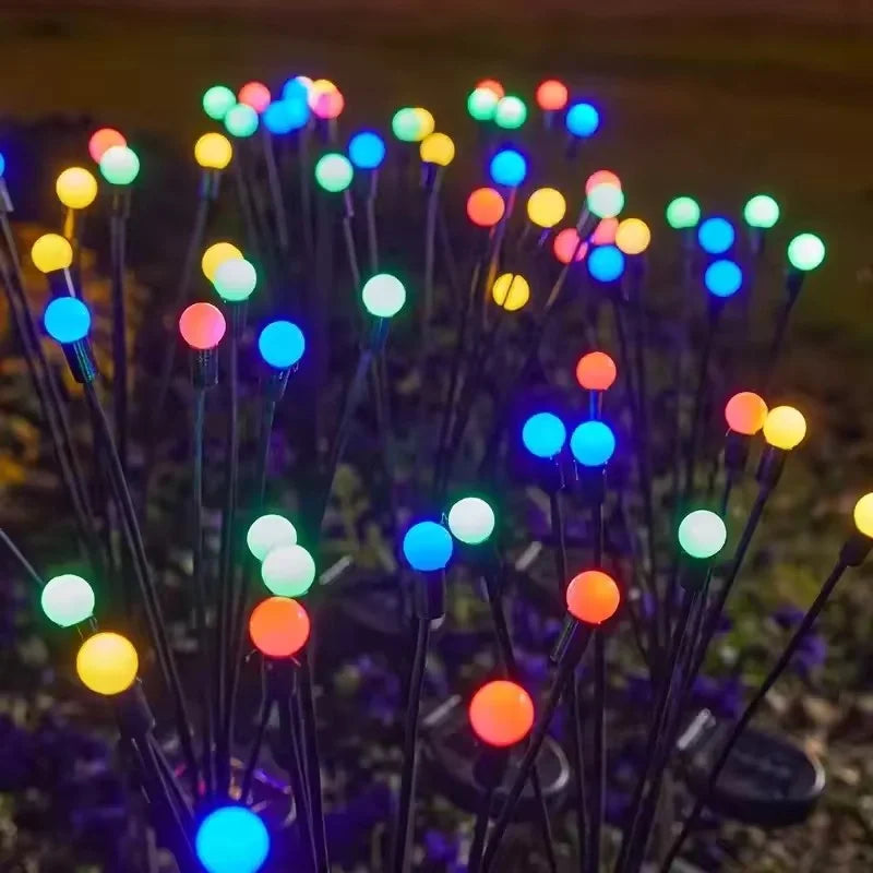 Outdoor RGB Color Lights LED Solar Garden Lamp Firefly Lights IP65 Waterproof Vibrant Swaying Lights Pathway Patio Decoration
