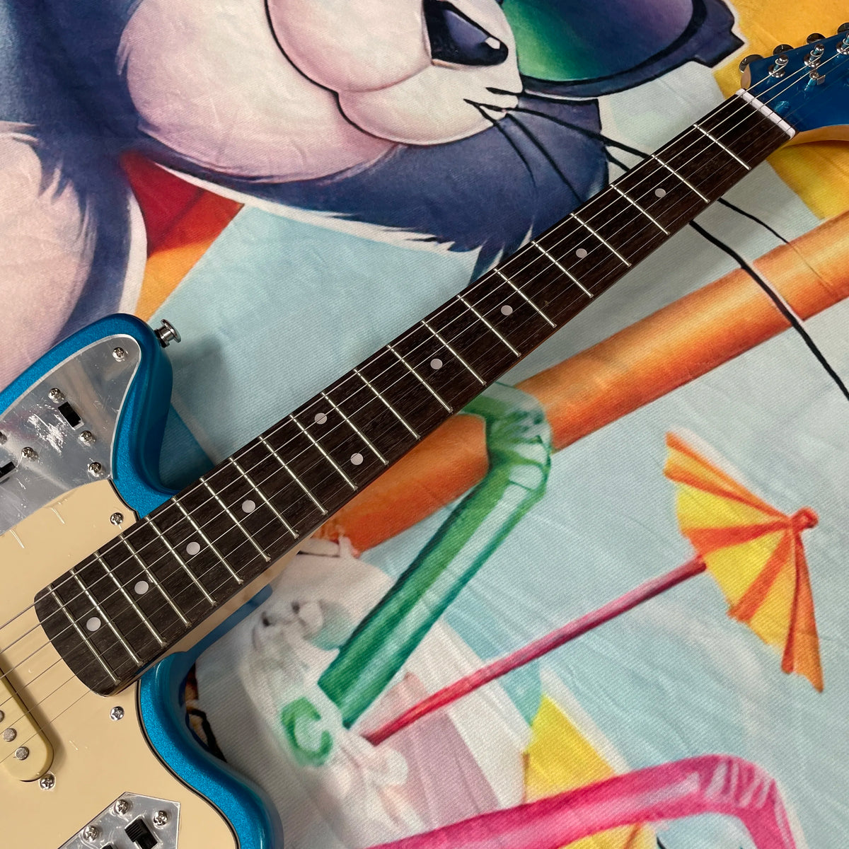 Guitarra Eléctrica de 6 Cuerdas Azul Metálico, Guitarra Ss con Diapasón de Palisandro, Guitarra Cheetah