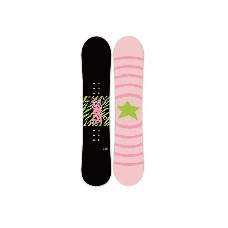 Tabla de Snowboard de Invierno de Alta Calidad, Ecológica, para Esquí al Aire Libre, Nivel Principiante, Juvenil, con Estampado de Leopardo Rosa en Serigrafía