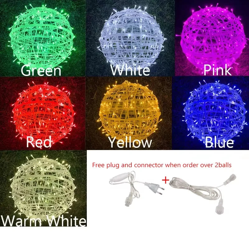 Luces decorativas de esfera para exteriores de 7.87", luces LED de globo colgantes para jardín, árbol, patio, porche, fiestas y bodas, con enchufe, 46 LED
