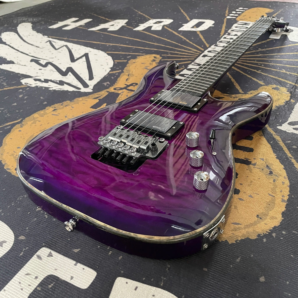 Guitarra eléctrica morada de 6 cuerdas, guitarra con herrajes blancos, guitarra de caoba, diapasón de palisandro