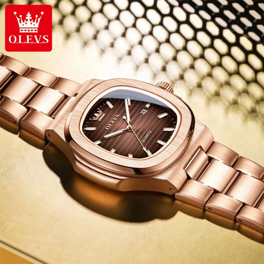 Reloj de cuarzo OLEVS 3696 para hombre, de lujo, con calendario, resistente al agua, reloj de pulsera de negocios para hombre, esfera grande luminosa, moderno, sencillo