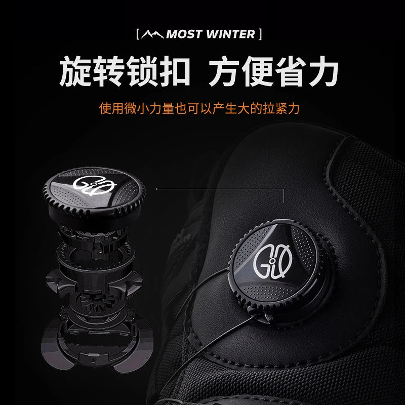 Botas de nieve cálidas para hombre, además de botas de algodón gruesas de terciopelo, zapatos de esquí para exteriores para hombre, zapatos de algodón antideslizantes impermeables, invierno para hombre
