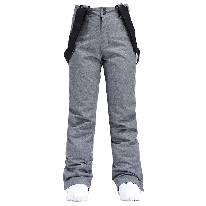 Pantalones de invierno para mujer, pantalones de esquí gruesos y cálidos de alta calidad para hombre, pantalones con tirantes impermeables a prueba de viento, pantalones de Snowboard de talla grande