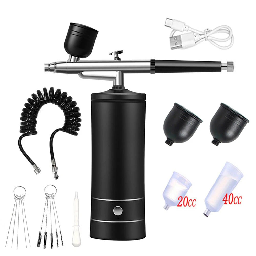 Kit de pintura para decoración de uñas con aerógrafo, Mini aerógrafo con compresor para pintura de pasteles y uñas, pistola pulverizadora manual portátil, aerógrafo para uñas